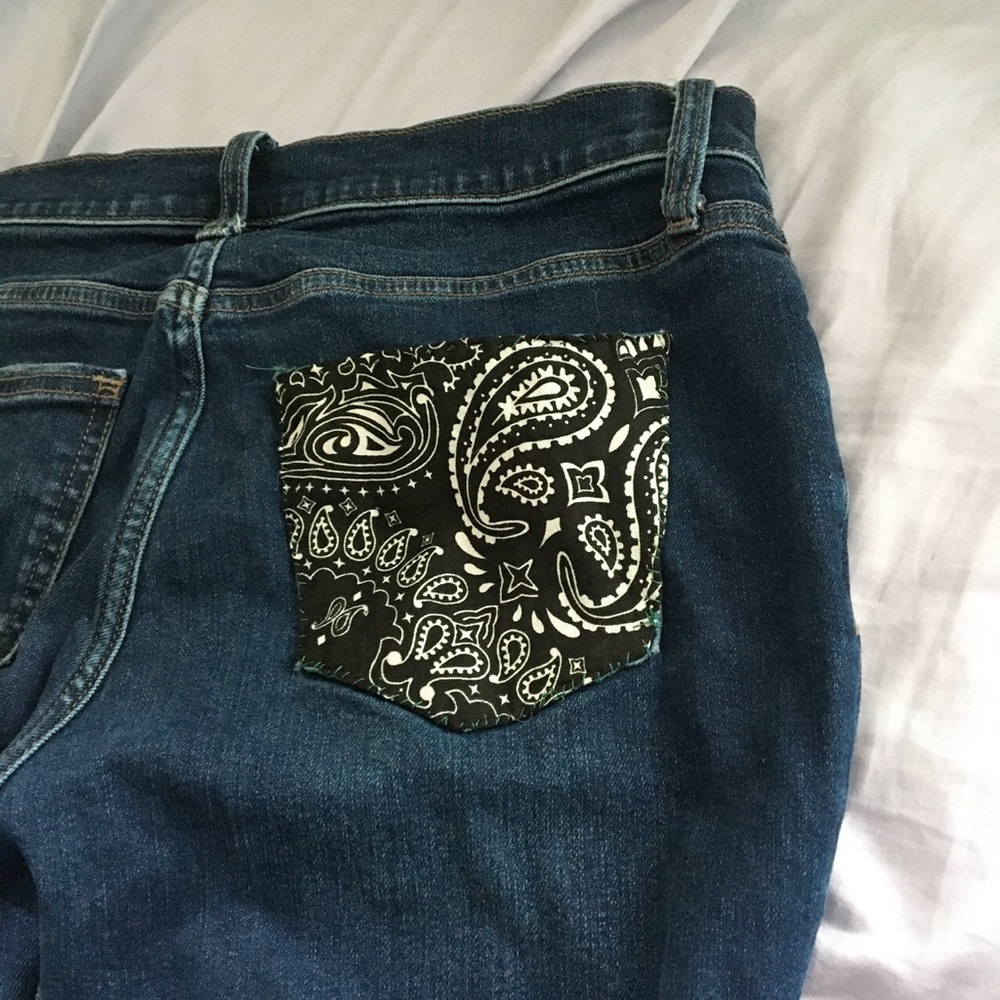 Jeans with bandana patches